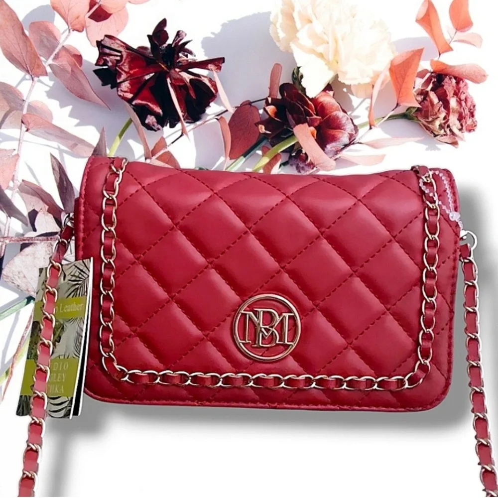 ❤️❤️❤️NWT Bagley Mishka Red Quilted Chain Shoulder Bag. ❤️❤️❤️ - Picture 1 of 10